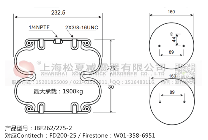 JBF262/275-2橡膠<a href='http://m.yfstny.com/' target='_blank'><u>空氣彈簧</u></a>